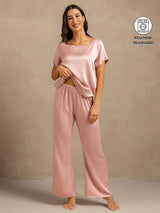 [Peach Skin] SilkSilky-CA 19Momme Machine-Washable Silk Short Sleeve Women's Pajamas 001