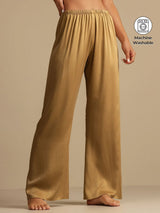 [Tan] SilkSilky-CA 19Momme Machine-Washable Silk Women's Sleep Pants 001