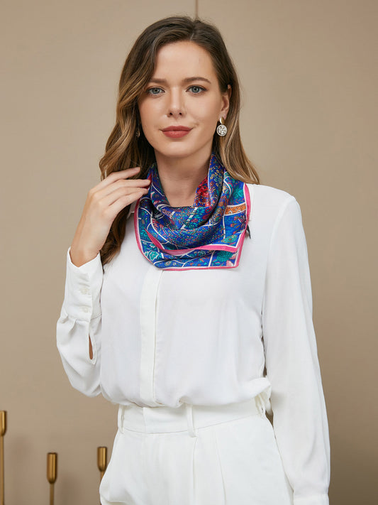 Stylish Women Scarf Silk Turban Oil Painting Satin Scarves High-grade Brand  Designer Long Silk Scarf Women Silk shawl Bandana
