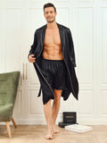 SilkSilky CA Pure Silk Long Sleeve Mens Robe Black 004