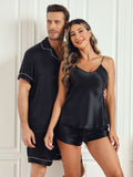 SilkSilky CA Pure Silk Short Sleeve Couple Black 003