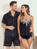 SilkSilky CA Pure Silk Short Sleeve Couple Black 005