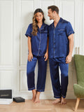 SilkSilky CA Pure Silk Short Sleeve Couple DarkBlue 004