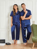 SilkSilky CA Pure Silk Short Sleeve Couple DarkBlue 003