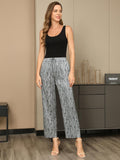 Silk Printed Elegant Classic Ruched Drawstring Womens Pants