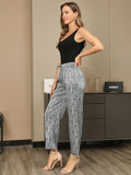 Silk Printed Elegant Classic Ruched Drawstring Womens Pants