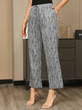 Silk Printed Elegant Classic Ruched Drawstring Womens Pants