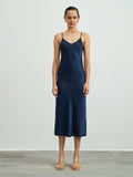 SilkSilky-CA-22Momme-Pure-Silk-Sleeveless-V-Neck-Dress-Dark-Blue-003