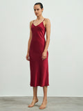 SilkSilky-CA-22Momme-Pure-Silk-Sleeveless-V-Neck-Dress-Red-001