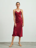 SilkSilky-CA-22Momme-Pure-Silk-Sleeveless-V-Neck-Dress-Red-004