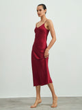 SilkSilky-CA-22Momme-Pure-Silk-Sleeveless-V-Neck-Dress-Red-005