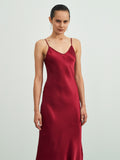 SilkSilky-CA-22Momme-Pure-Silk-Sleeveless-V-Neck-Dress-Red-006