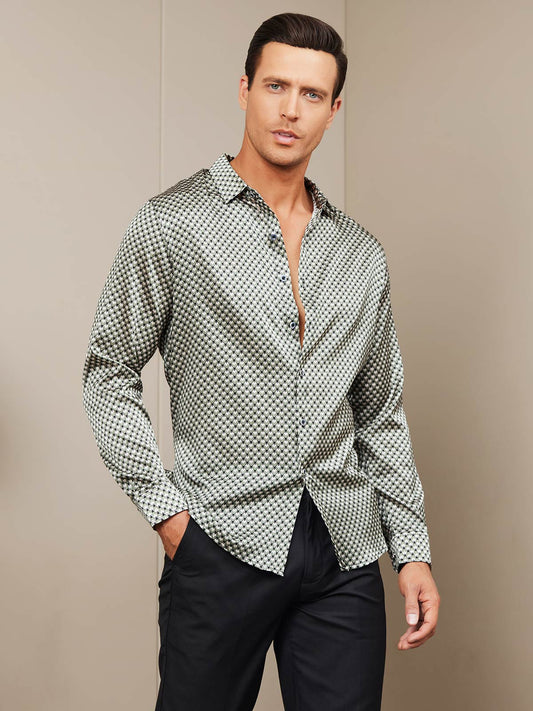 19 Momme Classic Silk Printed Mens Shirt