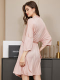 Silk Knitted Belted Wrap Womens Night Robe