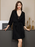 Silk Knitted Belted Wrap Womens Night Robe