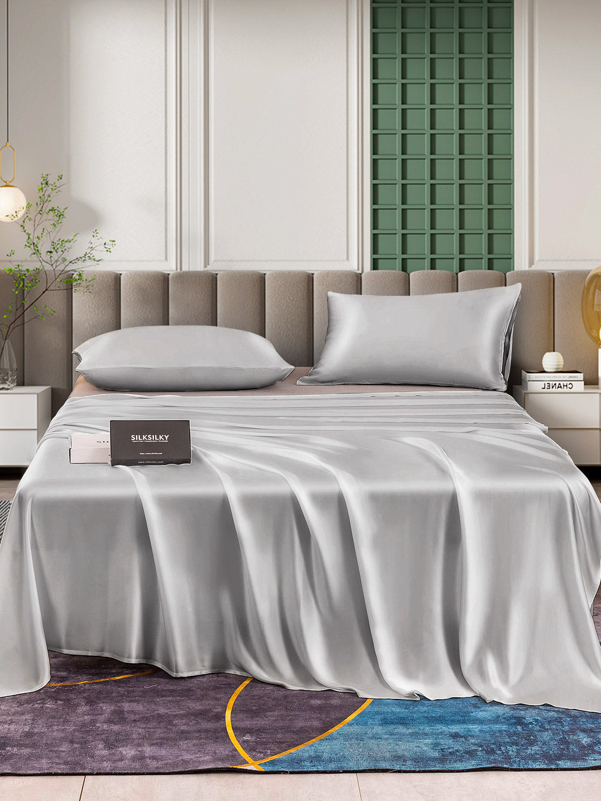 SilkSilky CA 25Momme Pure Silk Bedding Set Silver 002