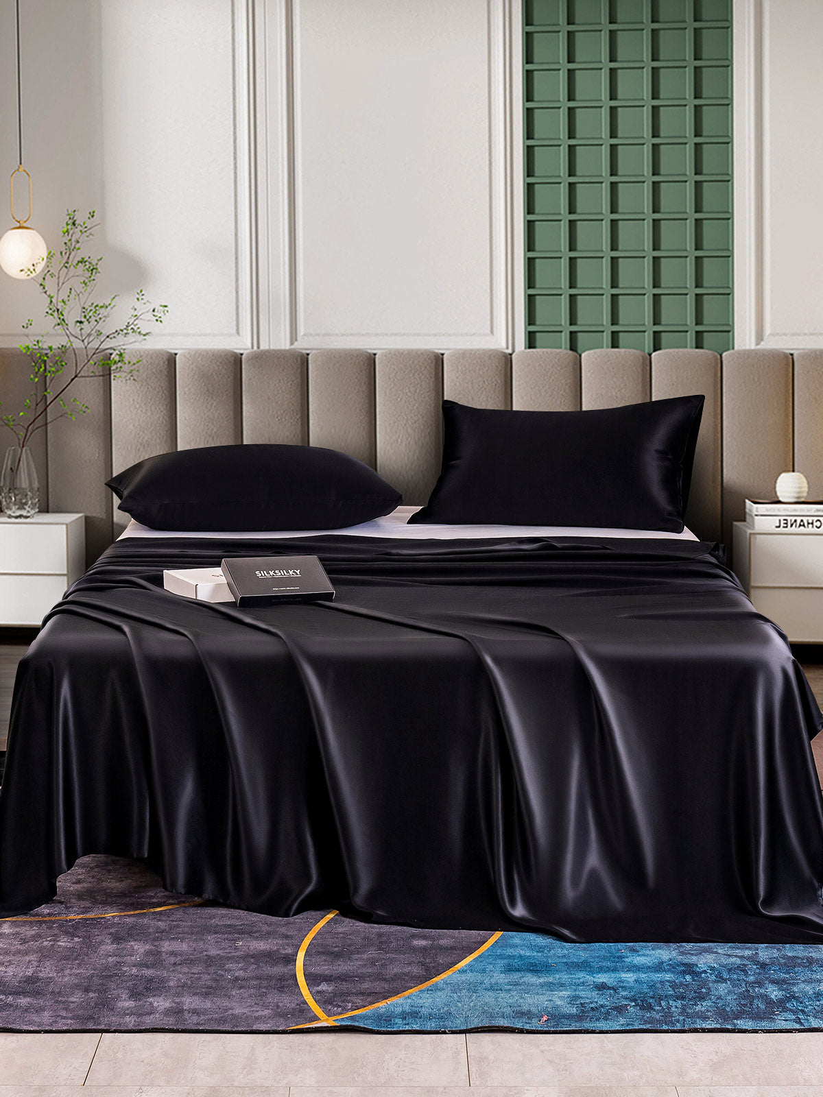 [Black] SilkSilky-CA 25Momme Pure Silk Bedding Set 001