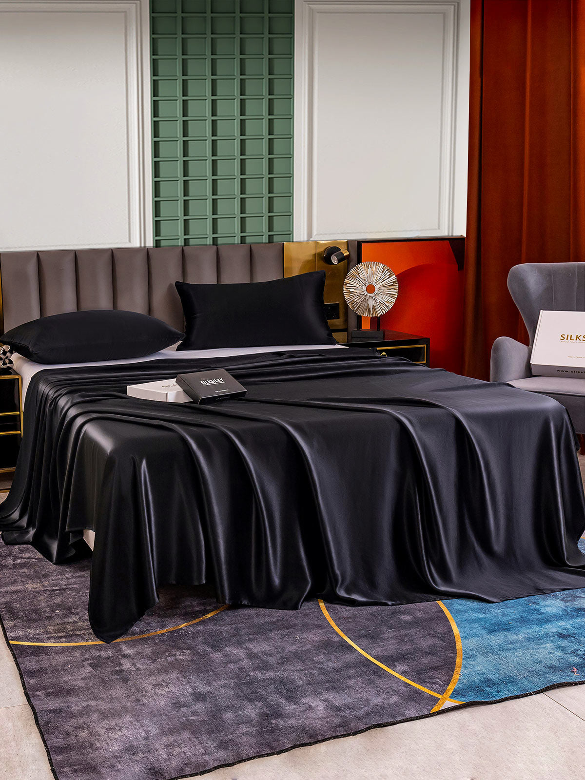 [Black] SilkSilky-CA 25Momme Pure Silk Bedding Set 003