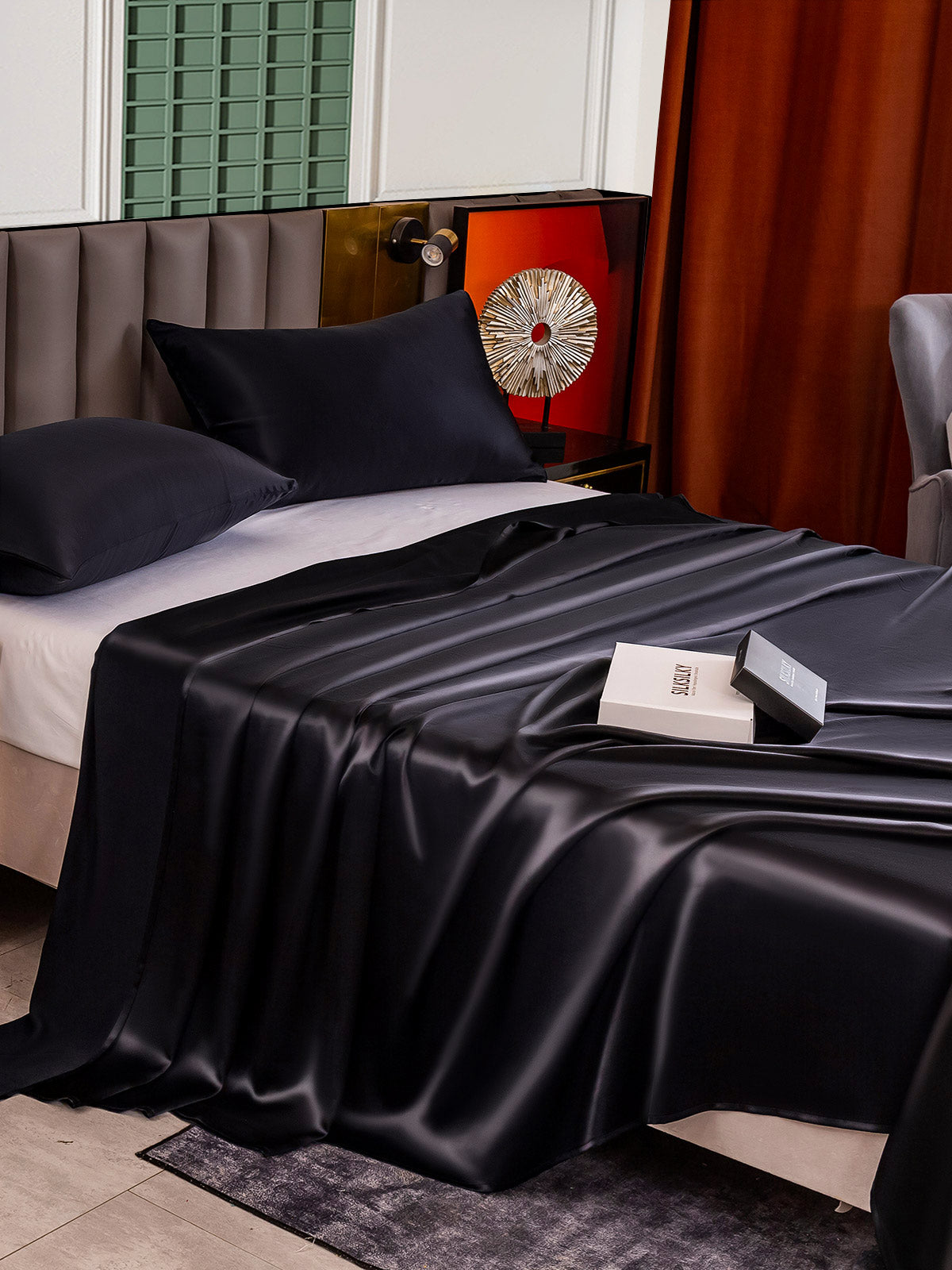 [Black] SilkSilky-CA 25Momme Pure Silk Bedding Set 004