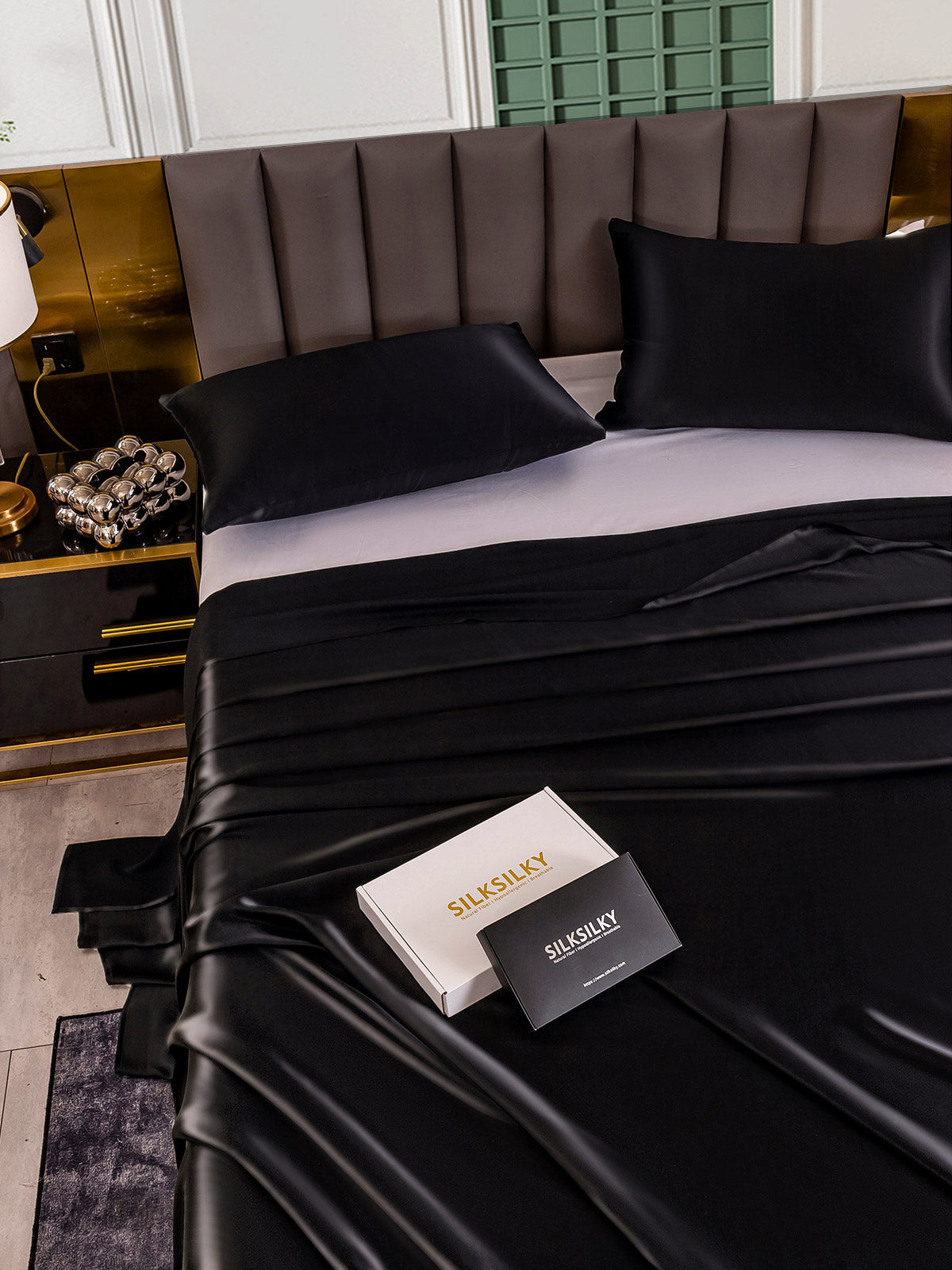 [Black] SilkSilky-CA 25Momme Pure Silk Bedding Set 005