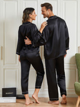 [Black] SilkSilky-CA Pure Silk Long Sleeve Couple 002