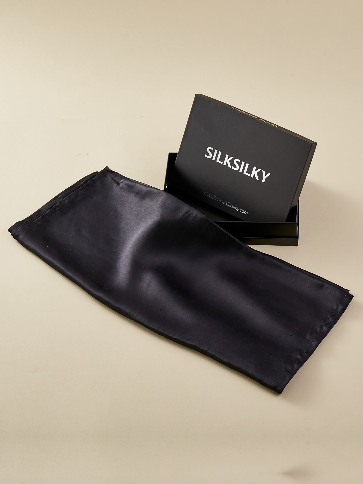 [Black] SilkSilky-CA Pure Silk Scarf 001
