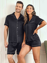 [Black] SilkSilky-CA Pure Silk Short Sleeve Couple 021