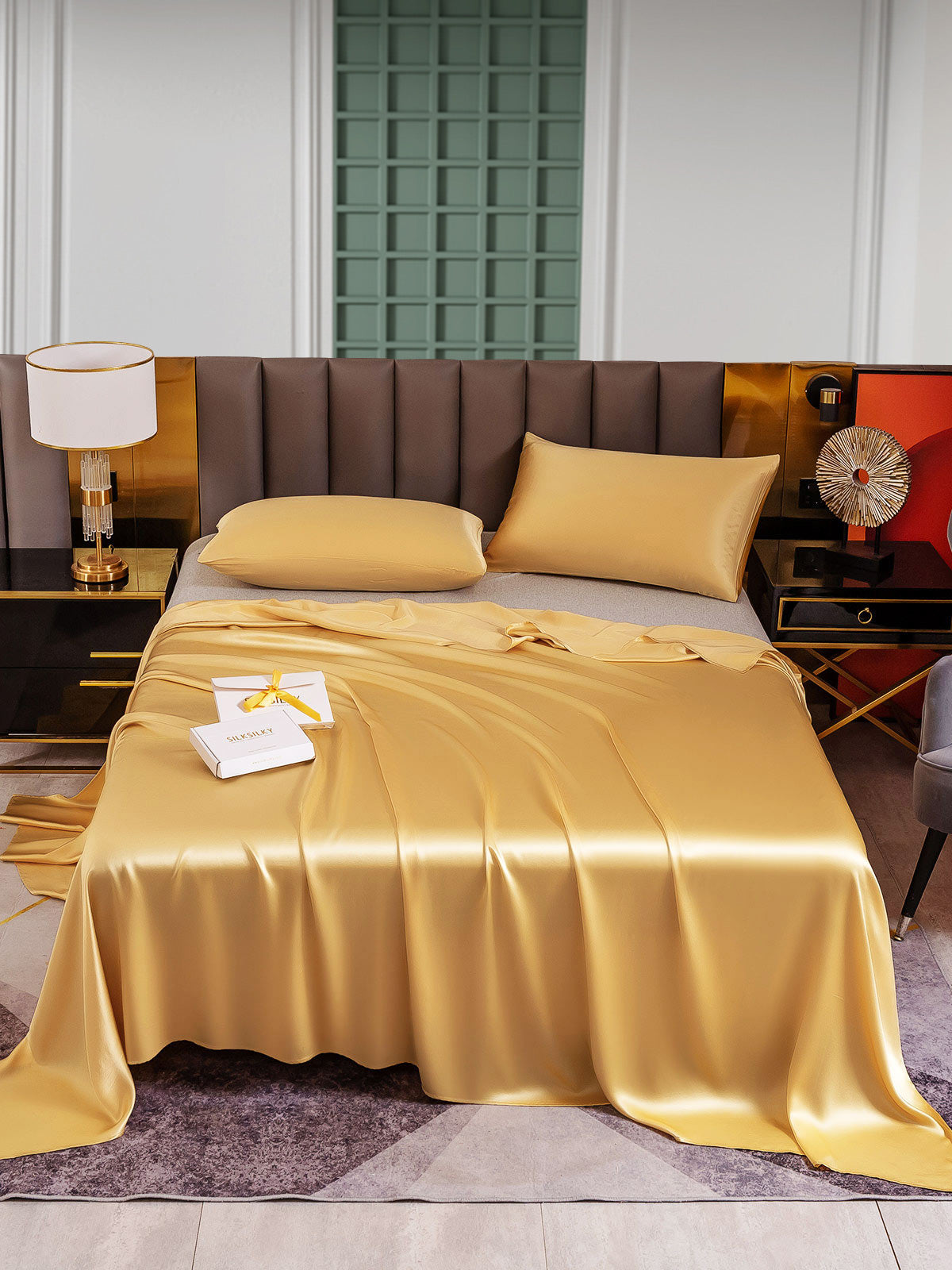 [Champagne] SilkSilky-CA 25Momme Pure Silk Bedding Set 001