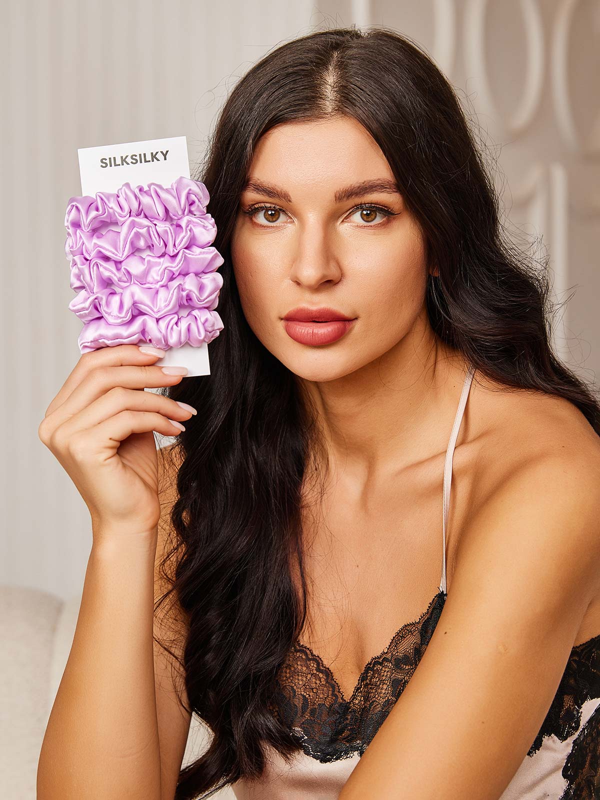 [Lavender] SilkSilky-CA Silk Scrunchie 001