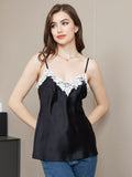 SilkSilky CA Pure Silk Sleeveless V Neck Camisole Black 001