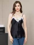 SilkSilky CA Pure Silk Sleeveless V Neck Camisole Black 003