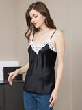 SilkSilky CA Pure Silk Sleeveless V Neck Camisole Black 005