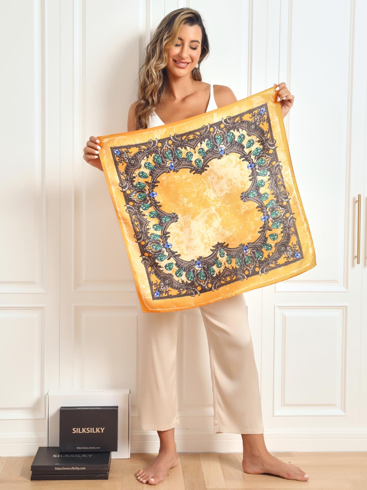 [P052] SilkSilky-CA Pure Silk Scarf 002