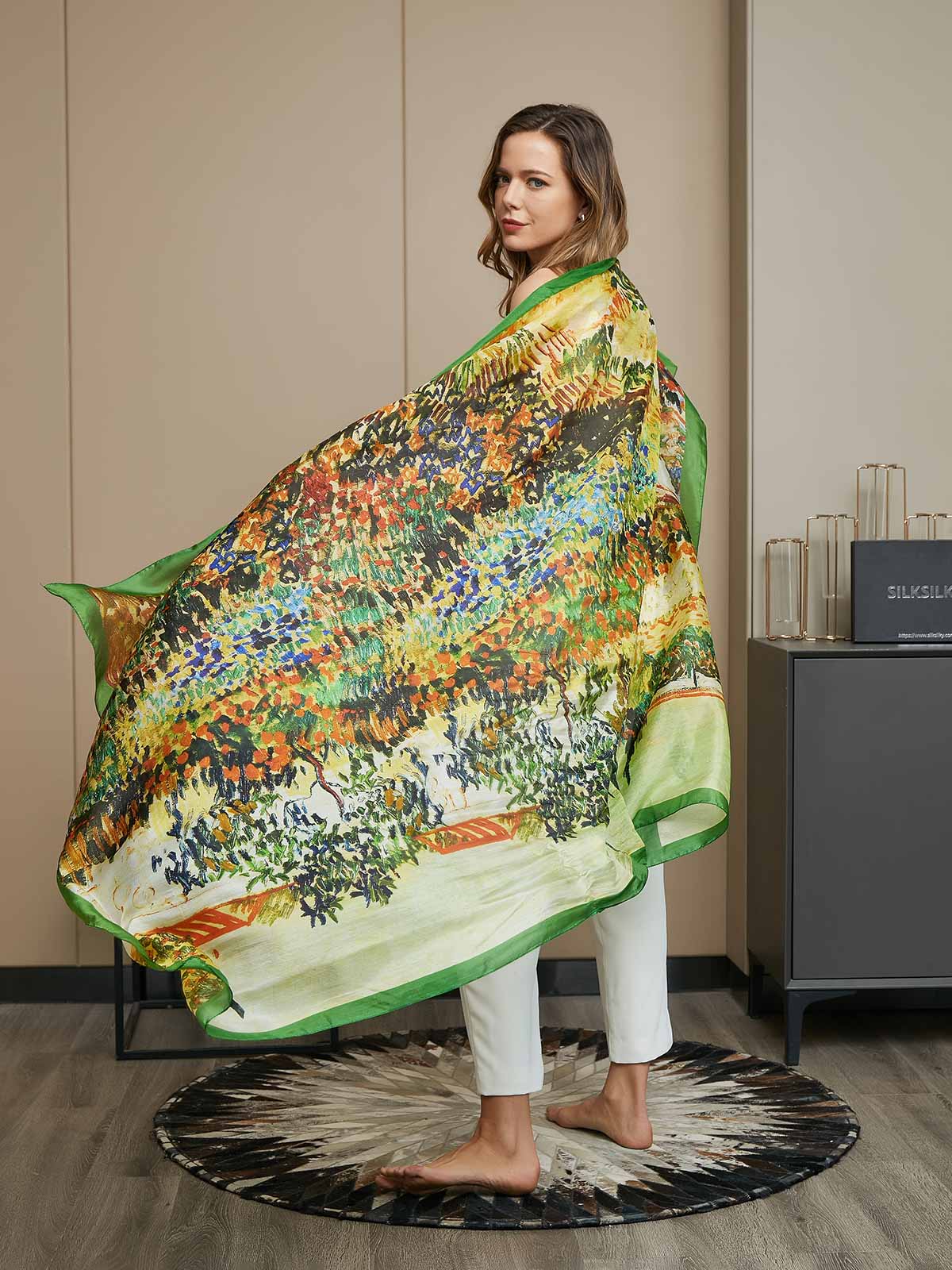 [P072] SilkSilky-CA Pure Silk Scarf 004