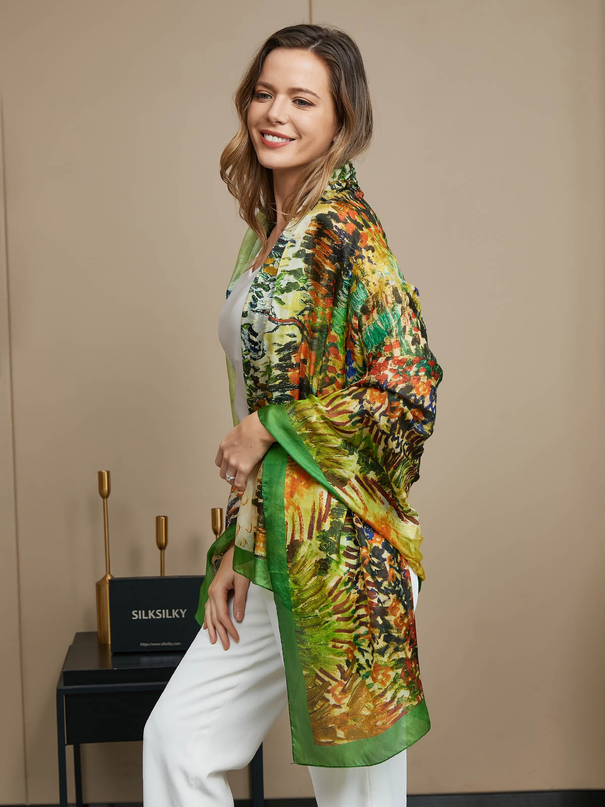 [P072] SilkSilky-CA Pure Silk Scarf 005