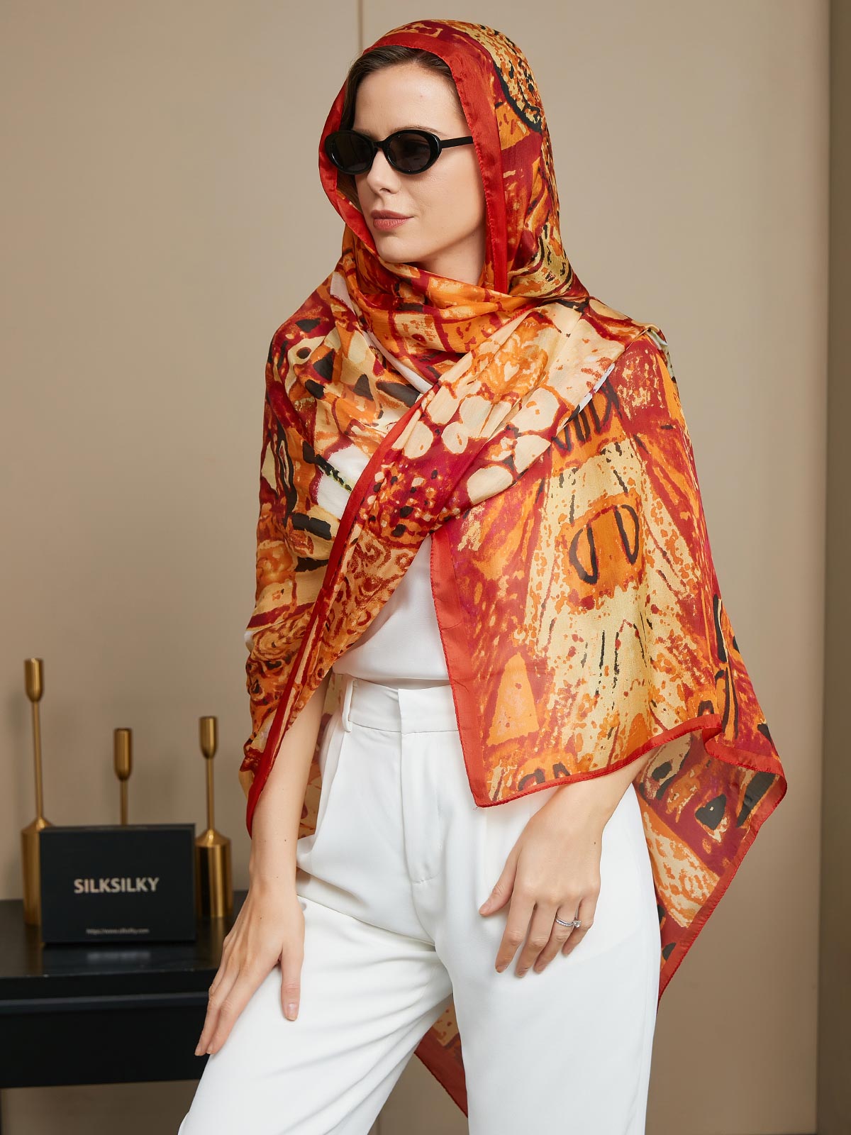 [P073] SilkSilky-CA Pure Silk Scarf 006