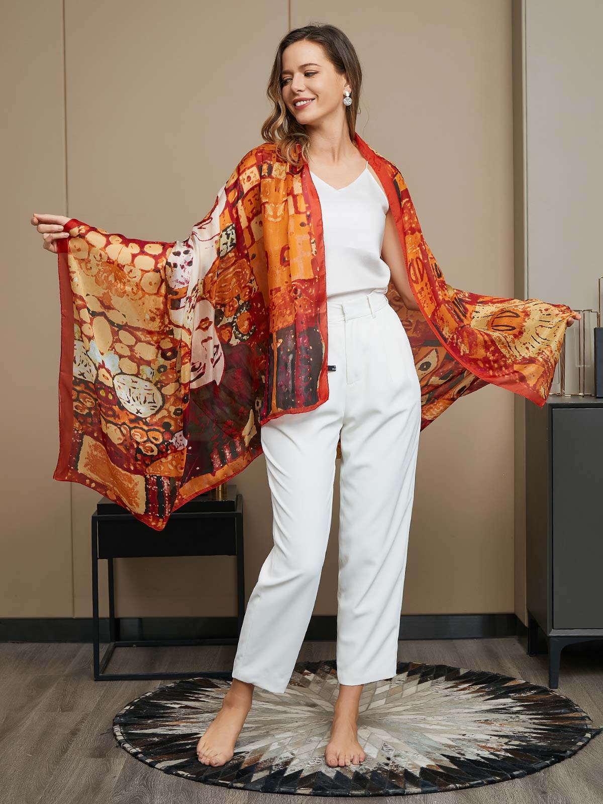 [P073] SilkSilky-CA Pure Silk Scarf 009