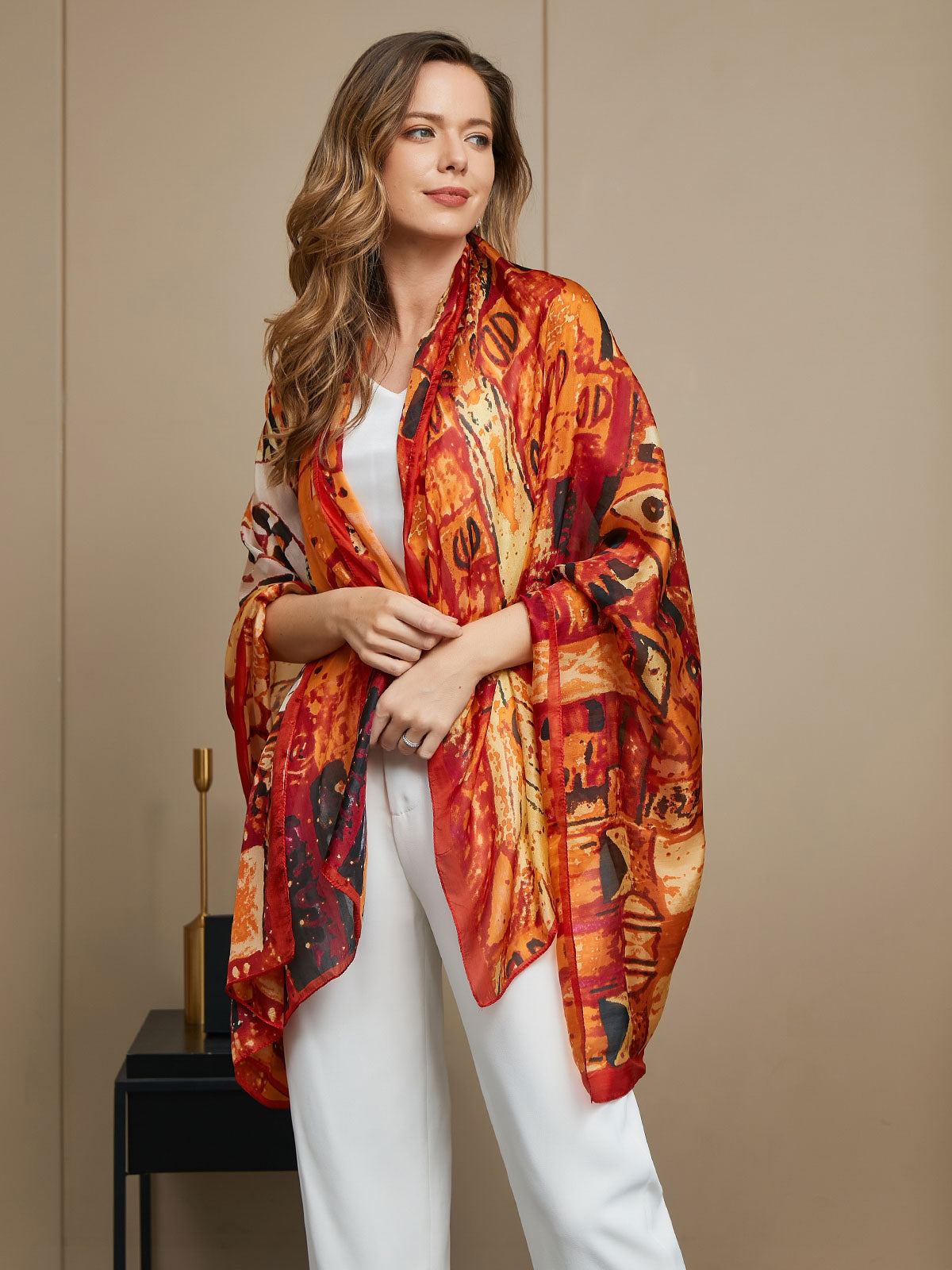 [P073] SilkSilky-CA Pure Silk Scarf 010