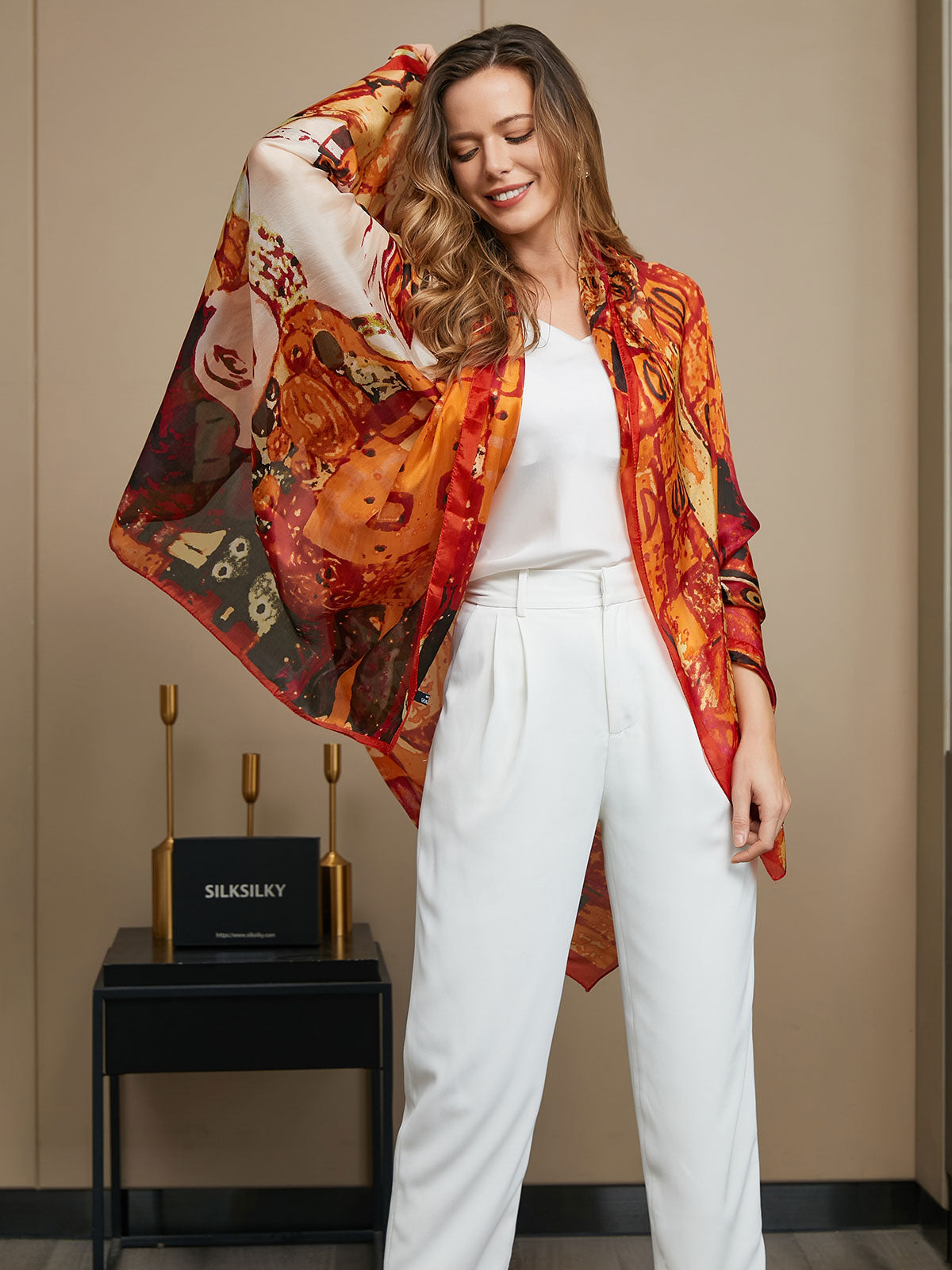 [P073] SilkSilky-CA Pure Silk Scarf 011