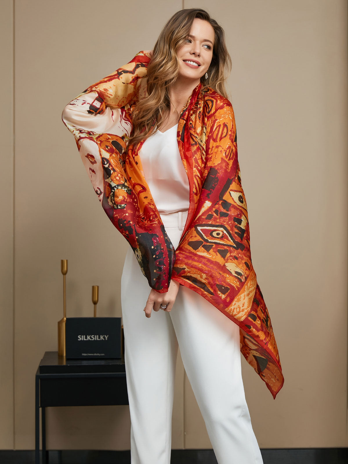[P073] SilkSilky-CA Pure Silk Scarf 012