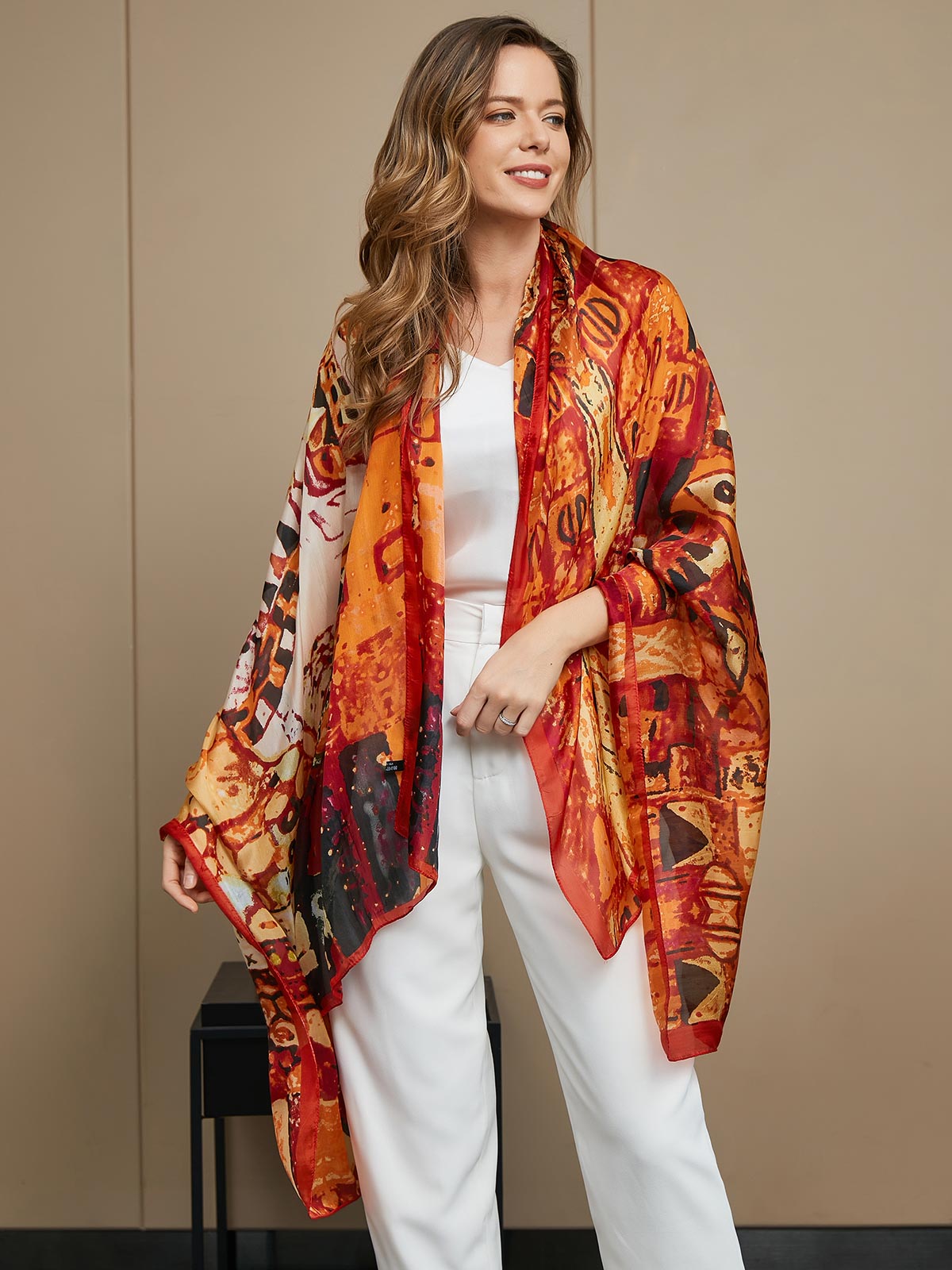 [P073] SilkSilky-CA Pure Silk Scarf 015