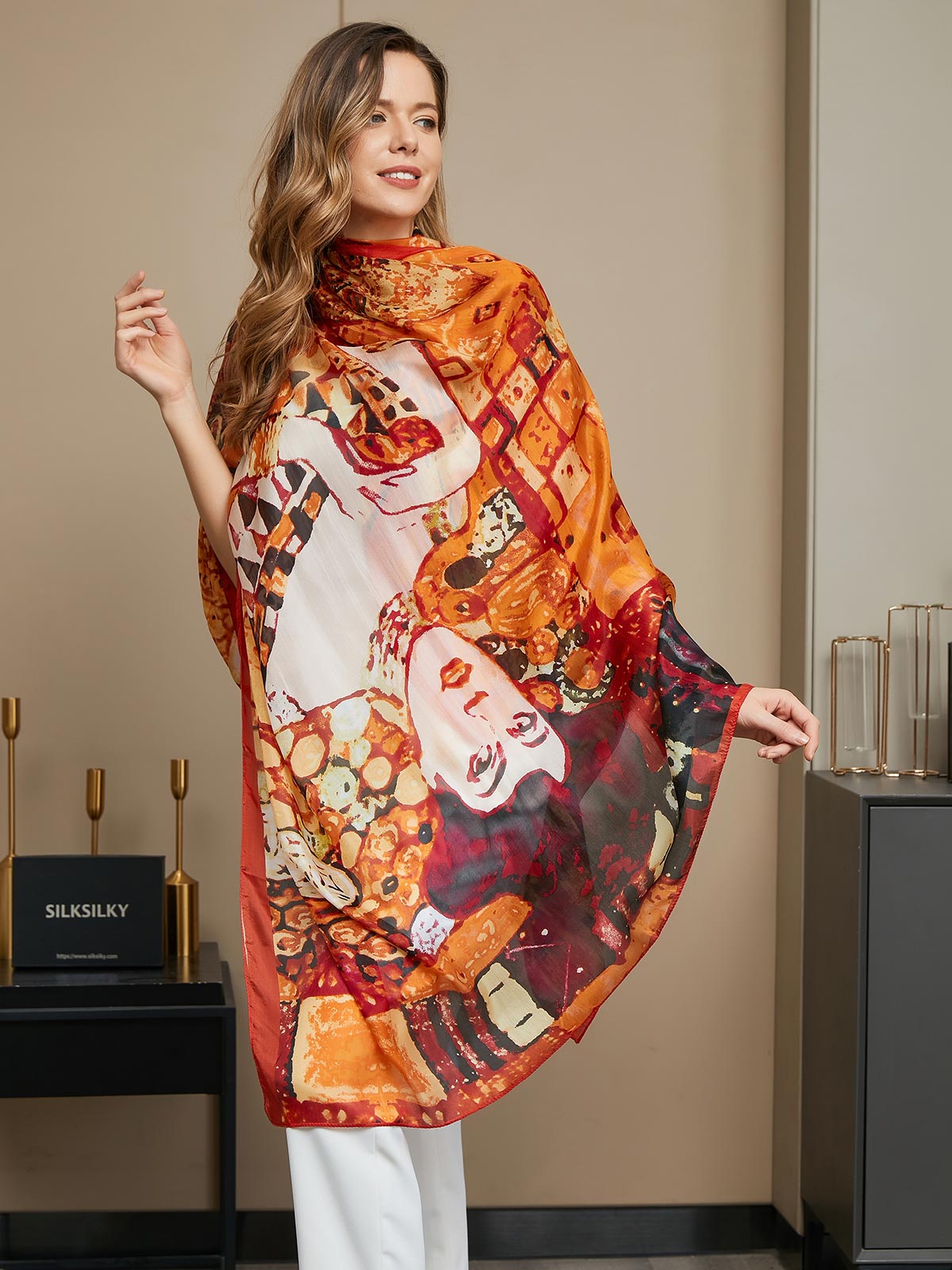 [P073] SilkSilky-CA Pure Silk Scarf 016