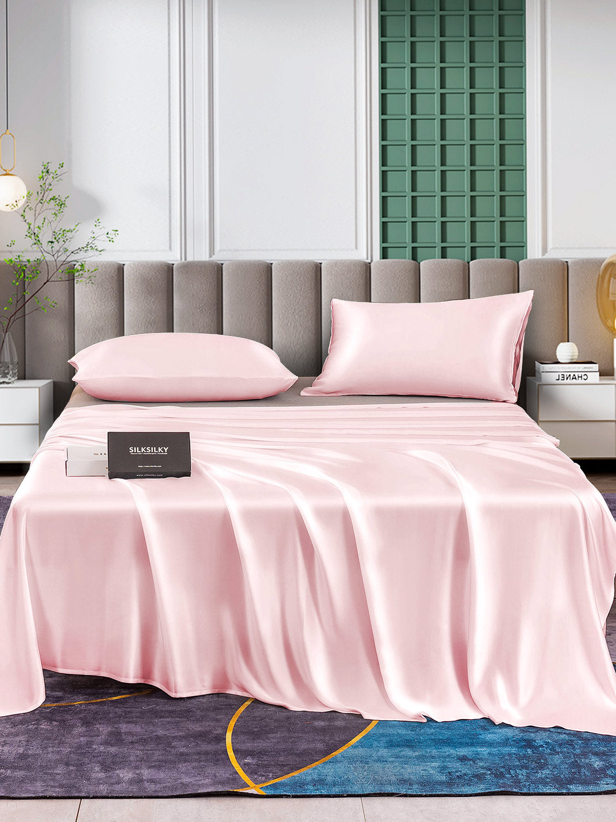 [Pink] SilkSilky-CA 25Momme Pure Silk Bedding Set 001