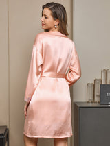 [Pink] SilkSilky-CA Pure Silk Sleeveless V Neck Nightgown 002