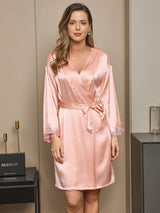 [Pink] SilkSilky-CA Pure Silk Sleeveless V Neck Nightgown 003