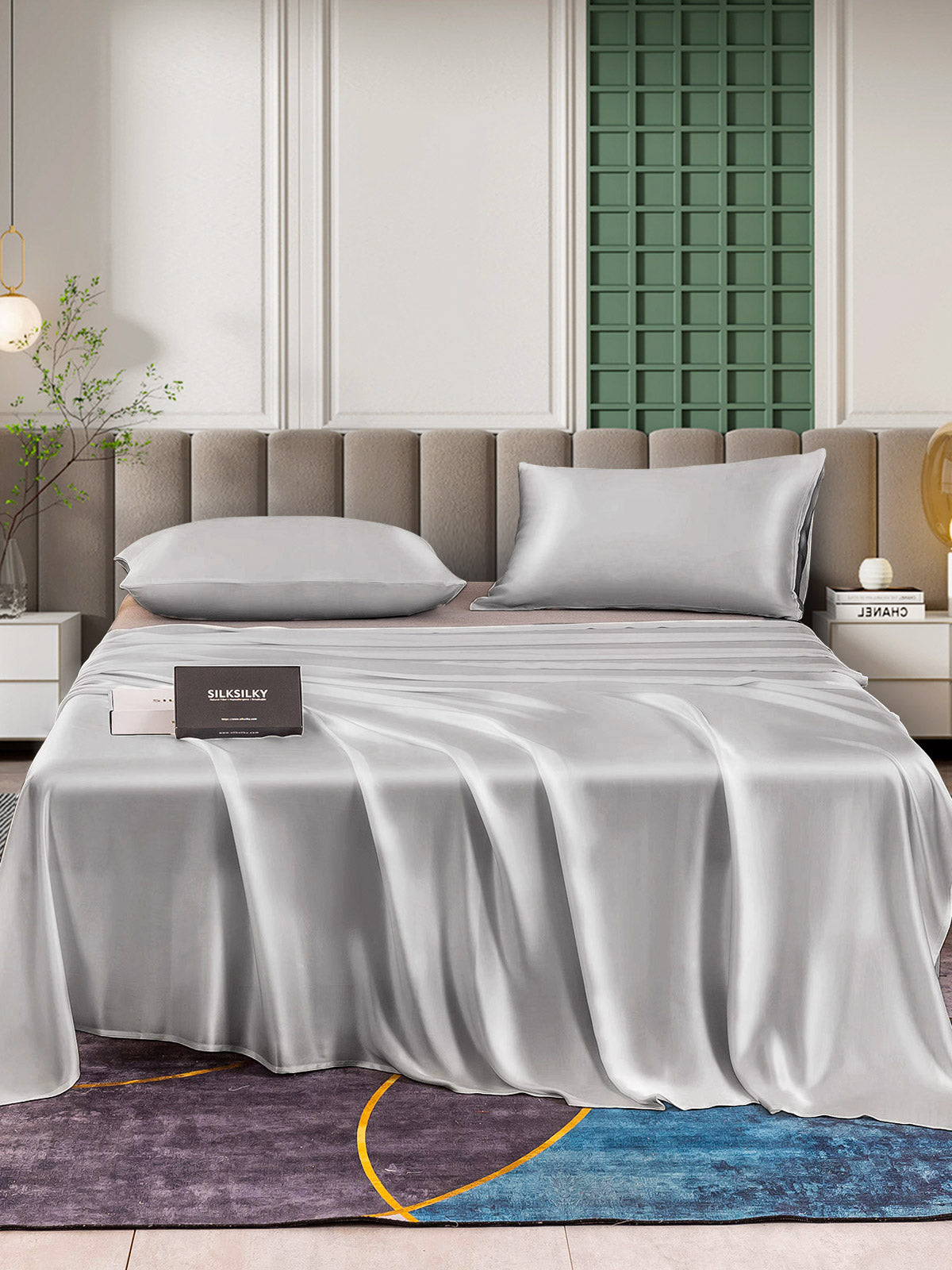 [Silver] SilkSilky-CA 25Momme Pure Silk Bedding Set 002