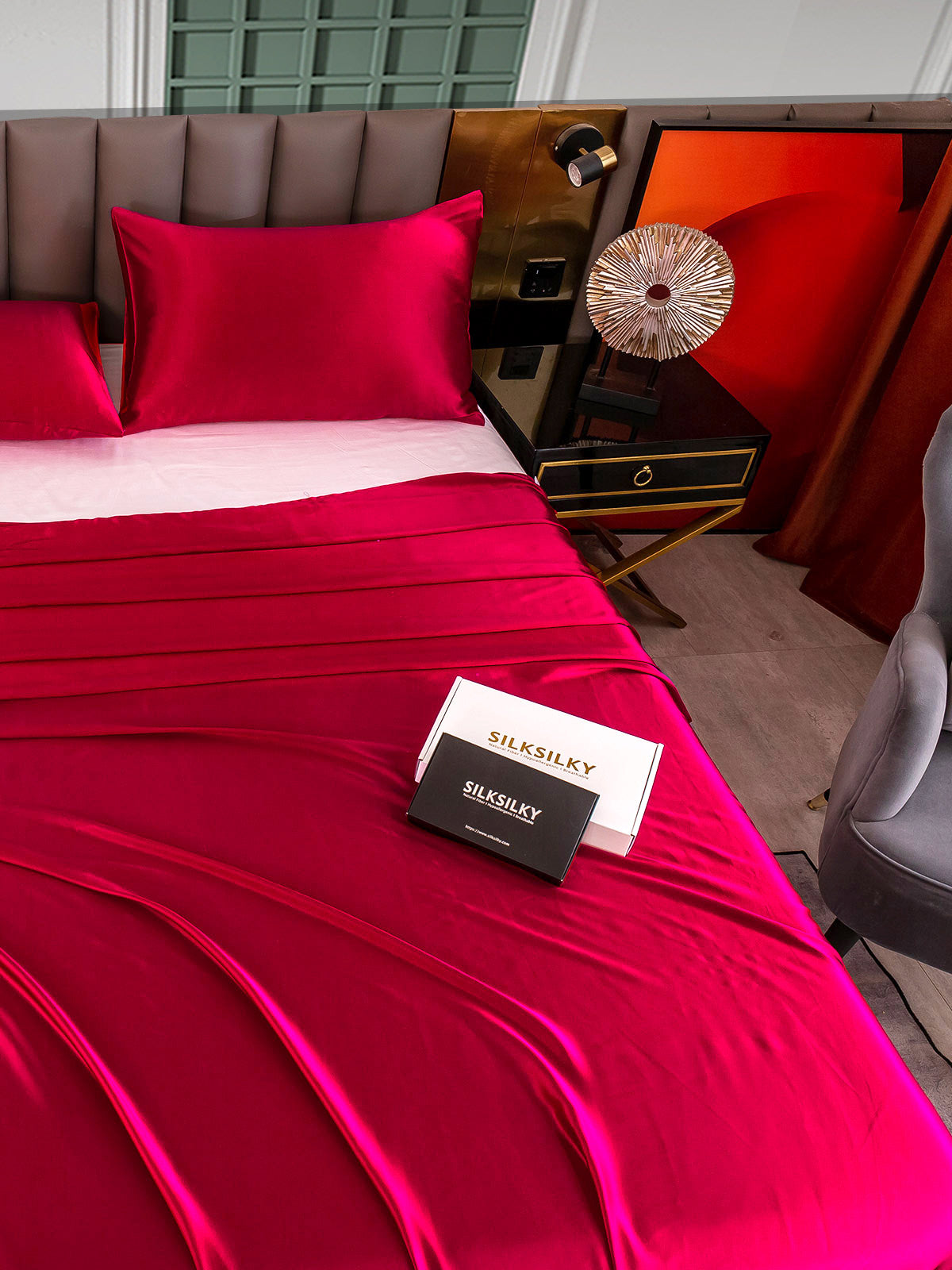 [Wine] SilkSilky-CA 25Momme Pure Silk Bedding Set 004